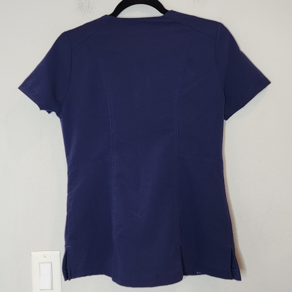 Jaanuu Navy Blue Scrub Set Short Sleeve Zip Top 7-Pocket Cargo Pants Size XS - Picture 6 of 16